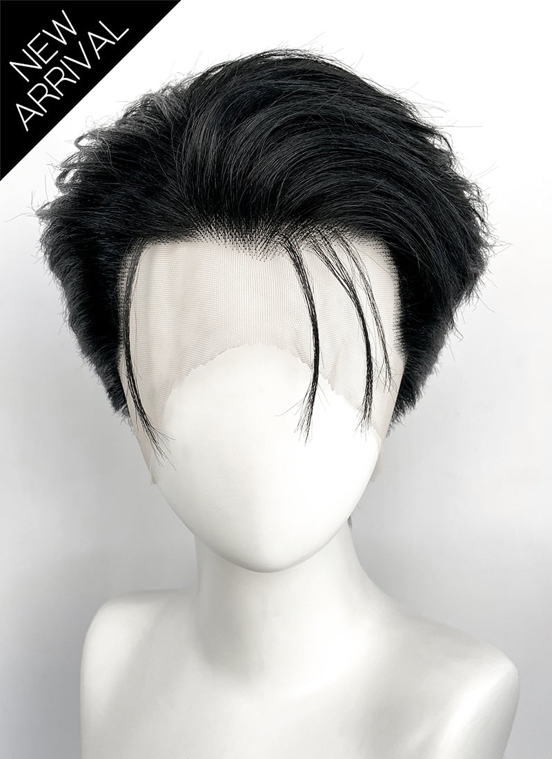 Black Straight Lace Front Synthetic Men's Wig LF8131