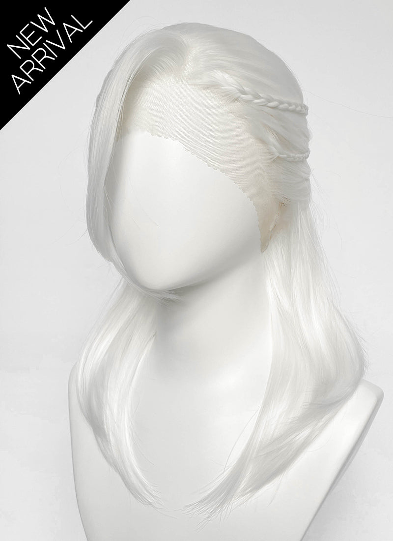 White Braided Lace Front Synthetic Men's Wig LF8132