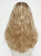 Supergirl Mixed Blonde With Dark Roots Wavy Lace Front Synthetic Wig LF8146