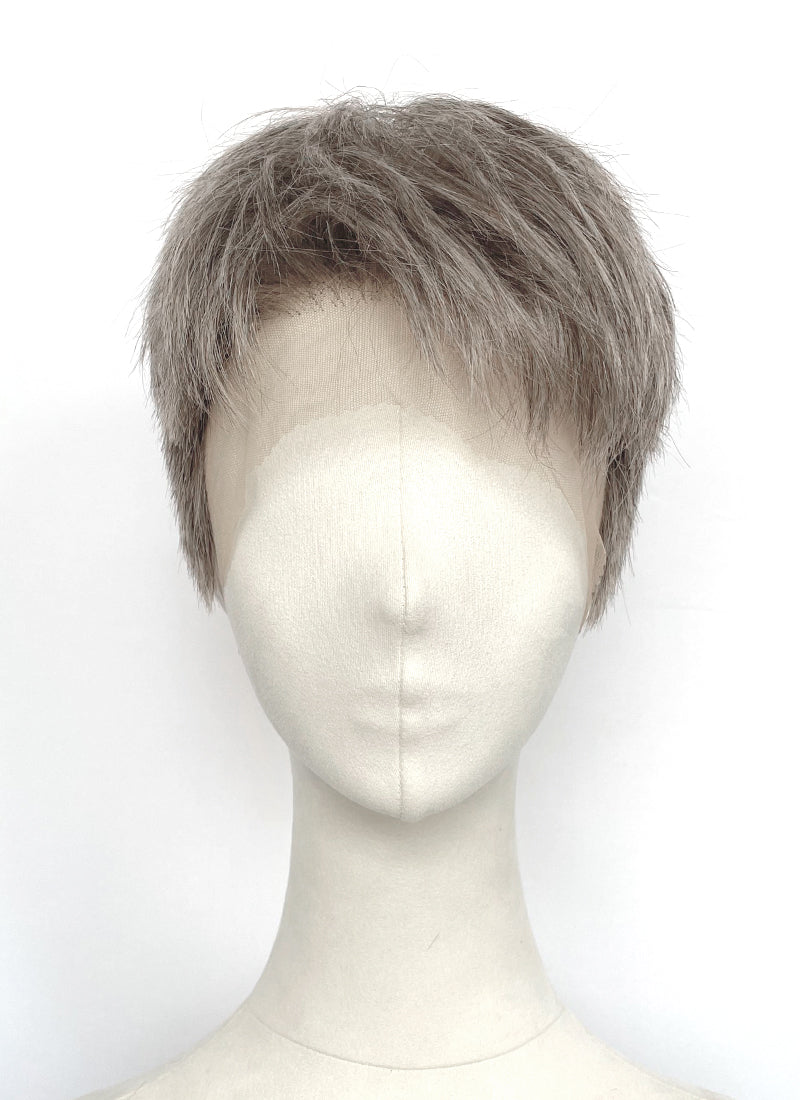 The Odyssey Odysseus Ash Silver Gray Straight 13" x 6" Lace Top Synthetic Men's Wig LF8151