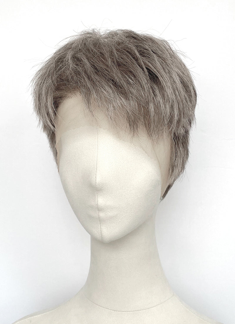 The Odyssey Odysseus Ash Silver Gray Straight 13" x 6" Lace Top Synthetic Men's Wig LF8151