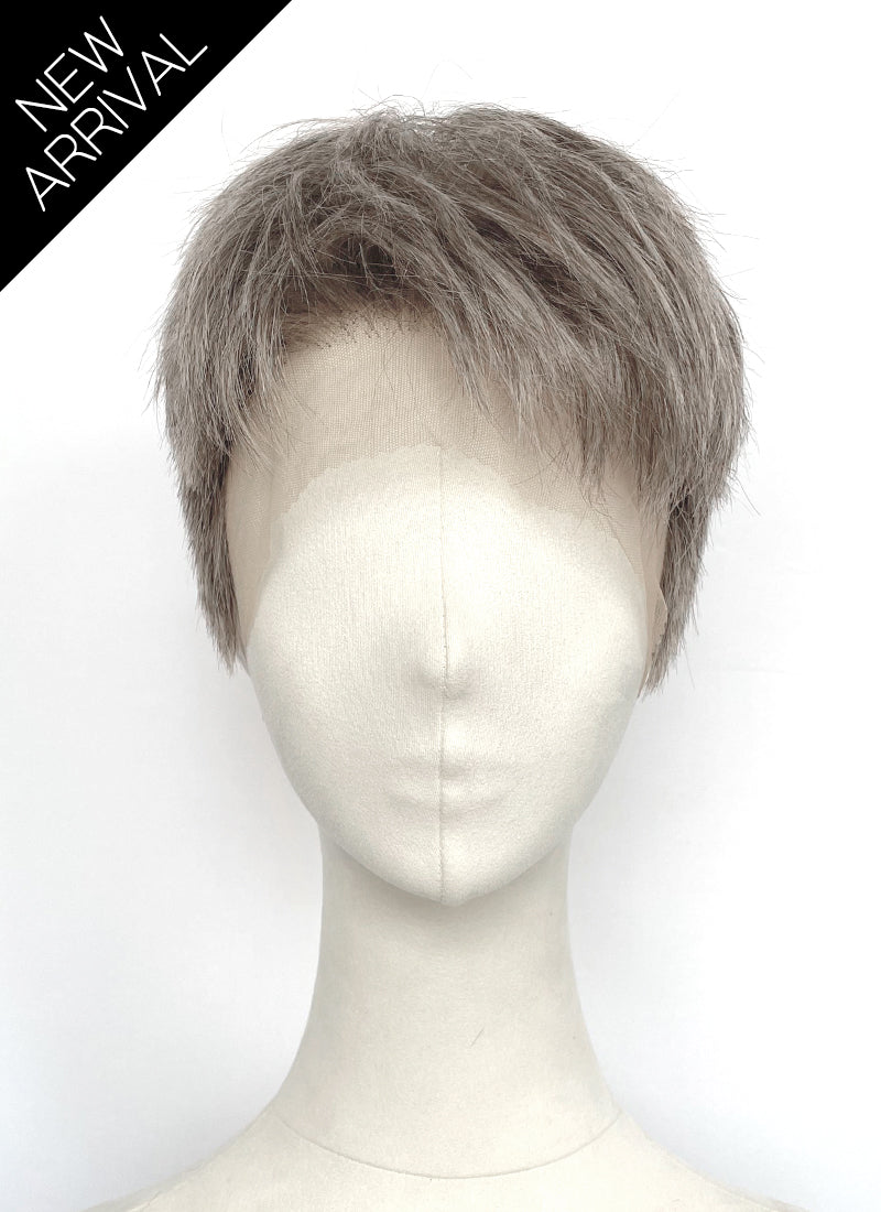 The Odyssey Odysseus Ash Silver Gray Straight 13" x 6" Lace Top Synthetic Men's Wig LF8151