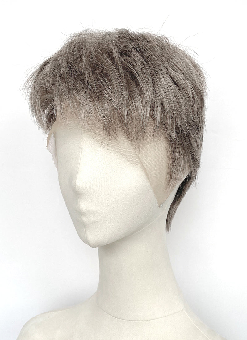 The Odyssey Odysseus Ash Silver Gray Straight 13" x 6" Lace Top Synthetic Men's Wig LF8151