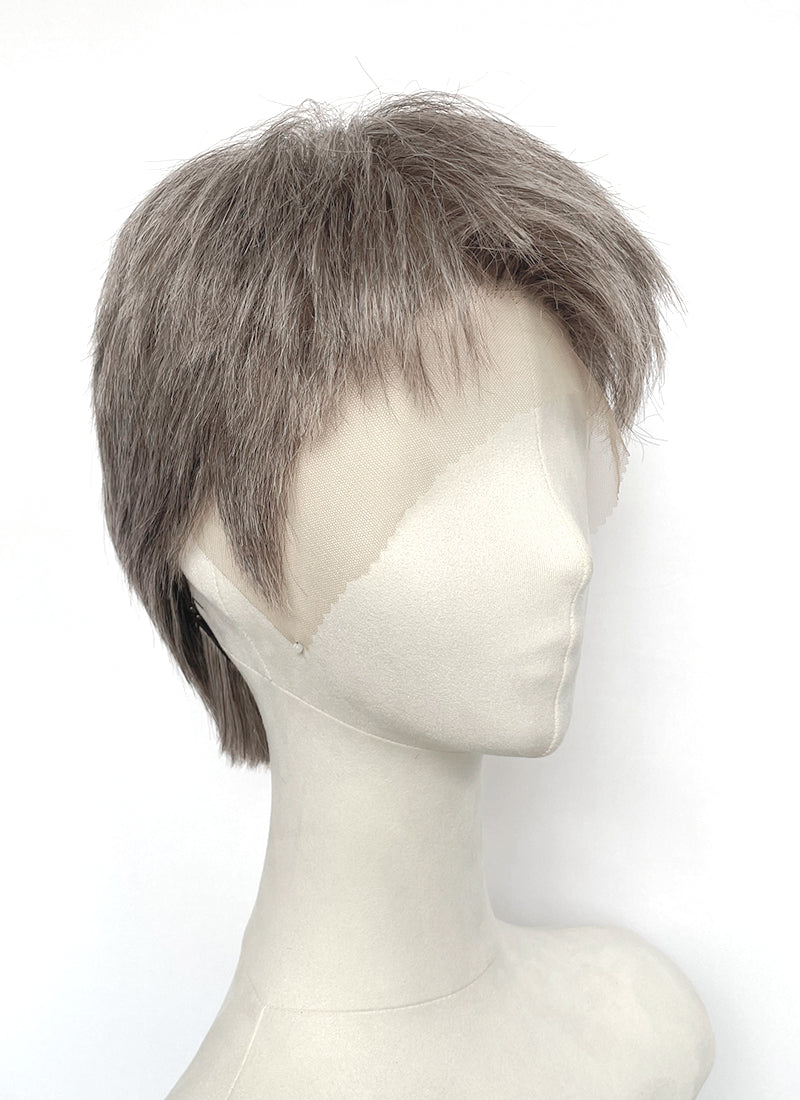 The Odyssey Odysseus Ash Silver Gray Straight 13" x 6" Lace Top Synthetic Men's Wig LF8151