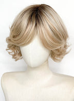 Blonde With Dark Roots Wavy Mono Top Lace Wig LFCS304