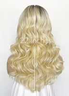 Sabrina Carpenter Inspiration Blonde With Dark Roots Wavy Lace Front Synthetic Wig LFK5579