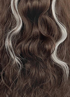 Brown Mixed Silver Grey Wavy Lace Front Synthetic Hair Wig LFK5603