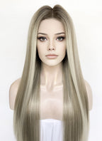 Mixed Blonde Money Piece Straight 13" x 6" Lace Top Lace Front Synthetic Wig LFS046