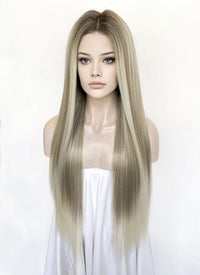Mixed Blonde Money Piece Straight 13" x 6" Lace Top Lace Front Synthetic Wig LFS046