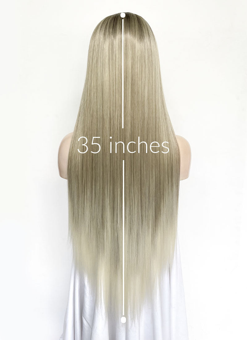 Mixed Blonde Money Piece Straight 13" x 6" Lace Top Lace Front Synthetic Wig LFS046