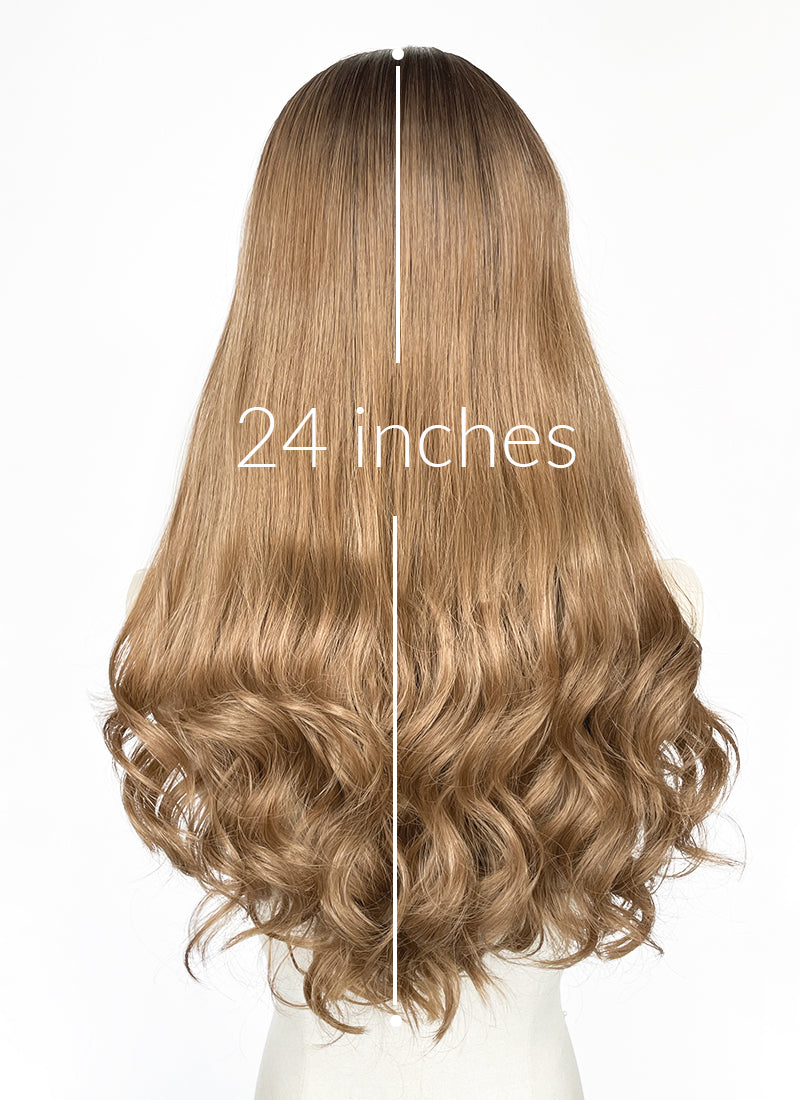 Stranger Things Holly Wheeler Mixed Blonde With Dark Roots Wavy 13" x 6" Lace Top Synthetic Wig LFS054