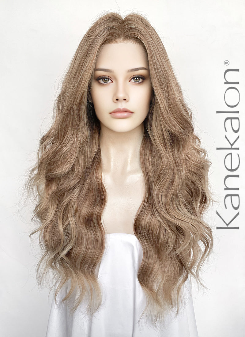 Ash Blonde Wavy 13" x 6" Lace Top Kanekalon Synthetic Hair Wig LFS058