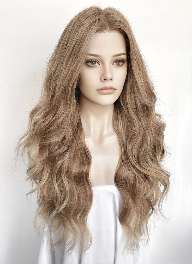 Ash Blonde Wavy 13" x 6" Lace Top Kanekalon Synthetic Hair Wig LFS058