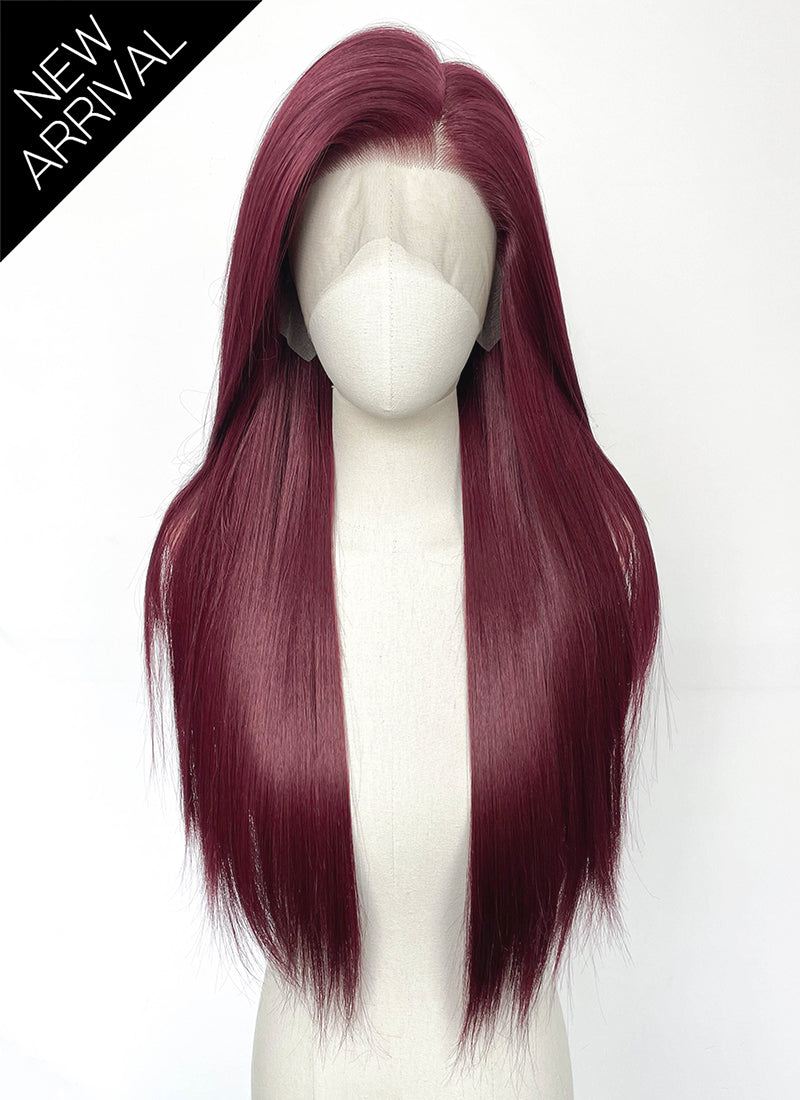Reddish Purple Straight 13" x 6" Lace Top Kanekalon Synthetic Hair Wig LFS063