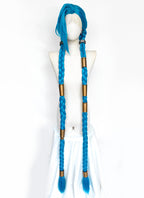 League of Legends LOL Arcane Jinx Turquoise Blue Braided Lace Front Synthetic Wig LN6020X
