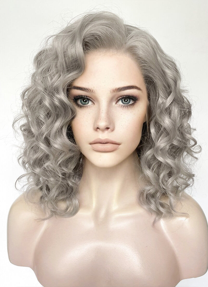 Grey Wavy Lace Front Synthetic Hair Wig LW4036