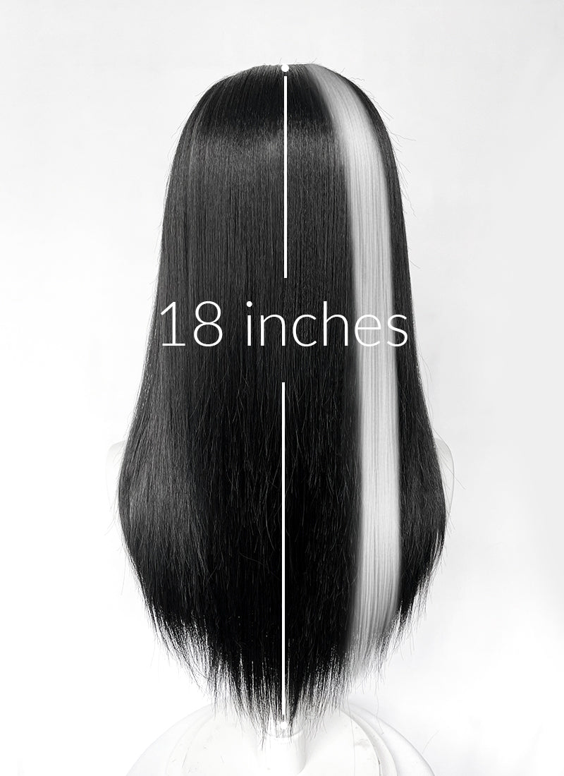 Critical Role Laudna Black And White Single Money Piece Straight Lace Front Synthetic Hair Wig LW4059