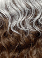 X-Men Rogue Silver White Mixed Brown Wavy Lace Front Synthetic Wig LW4109A