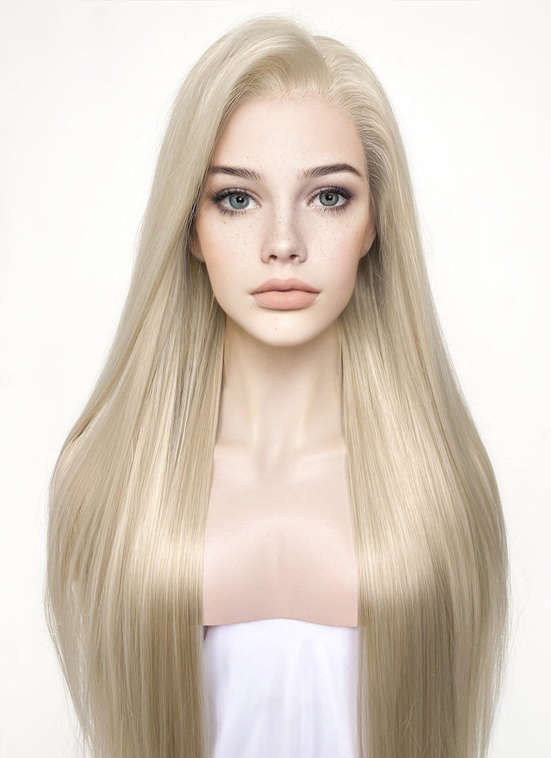 Straight Pastel Ash Blonde Lace Front Synthetic Wig LW780