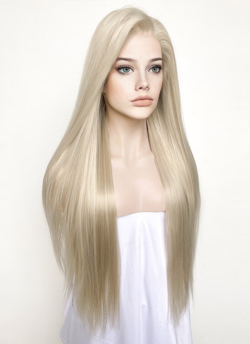 Straight Pastel Ash Blonde Lace Front Synthetic Wig LW780