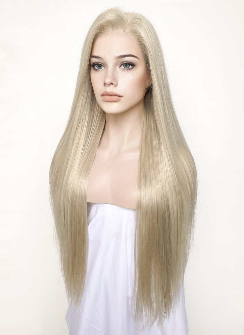 Straight Pastel Ash Blonde Lace Front Synthetic Wig LW780