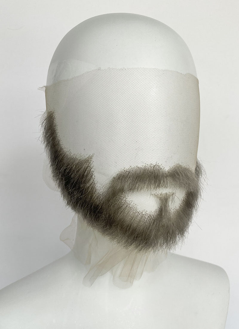 Handmade HD Lace Realistic Grey Beard and Moustache Facial Hair Set MB001