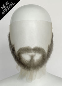Handmade HD Lace Realistic Grey Beard and Moustache Facial Hair Set MB001