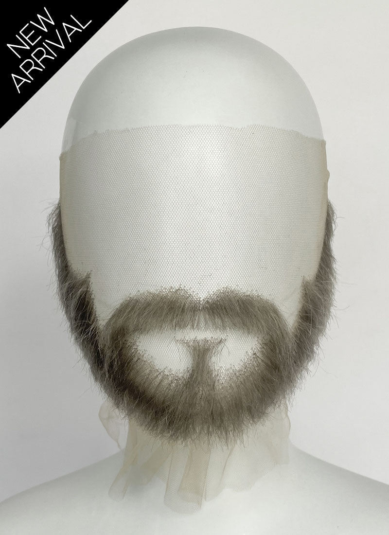 Handmade HD Lace Realistic Grey Beard and Moustache Facial Hair Set MB001
