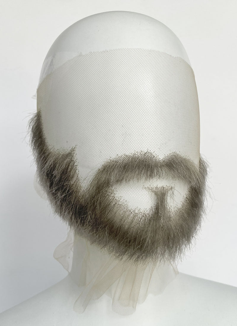 Handmade HD Lace Realistic Grey Beard and Moustache Facial Hair Set MB001