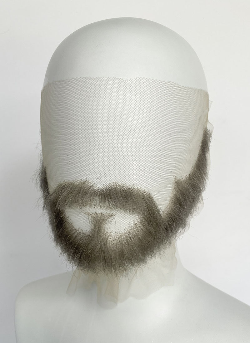 Handmade HD Lace Realistic Grey Beard and Moustache Facial Hair Set MB001