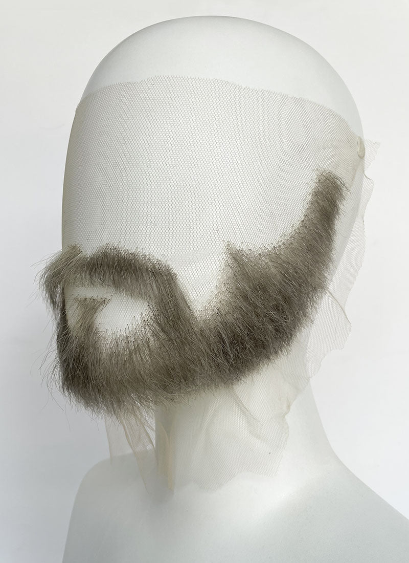 Handmade HD Lace Realistic Grey Beard and Moustache Facial Hair Set MB001