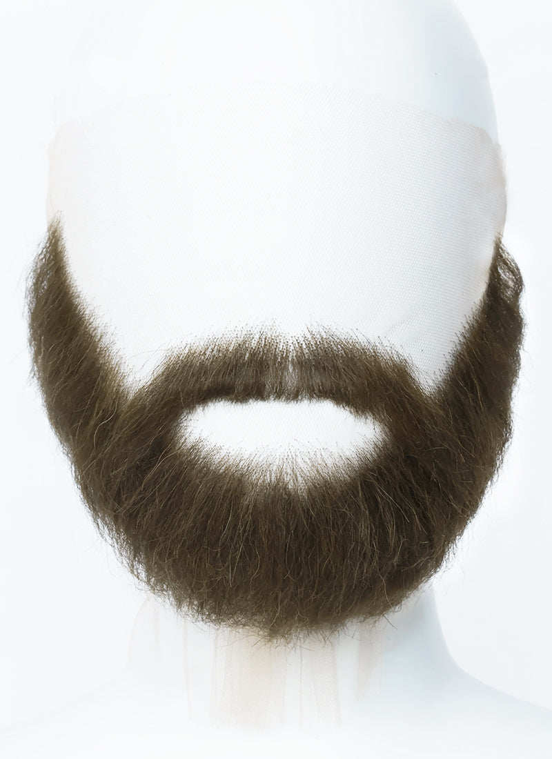 Handmade HD Lace Realistic Greenish Brown Beard and Moustache Facial Hair Set MB020