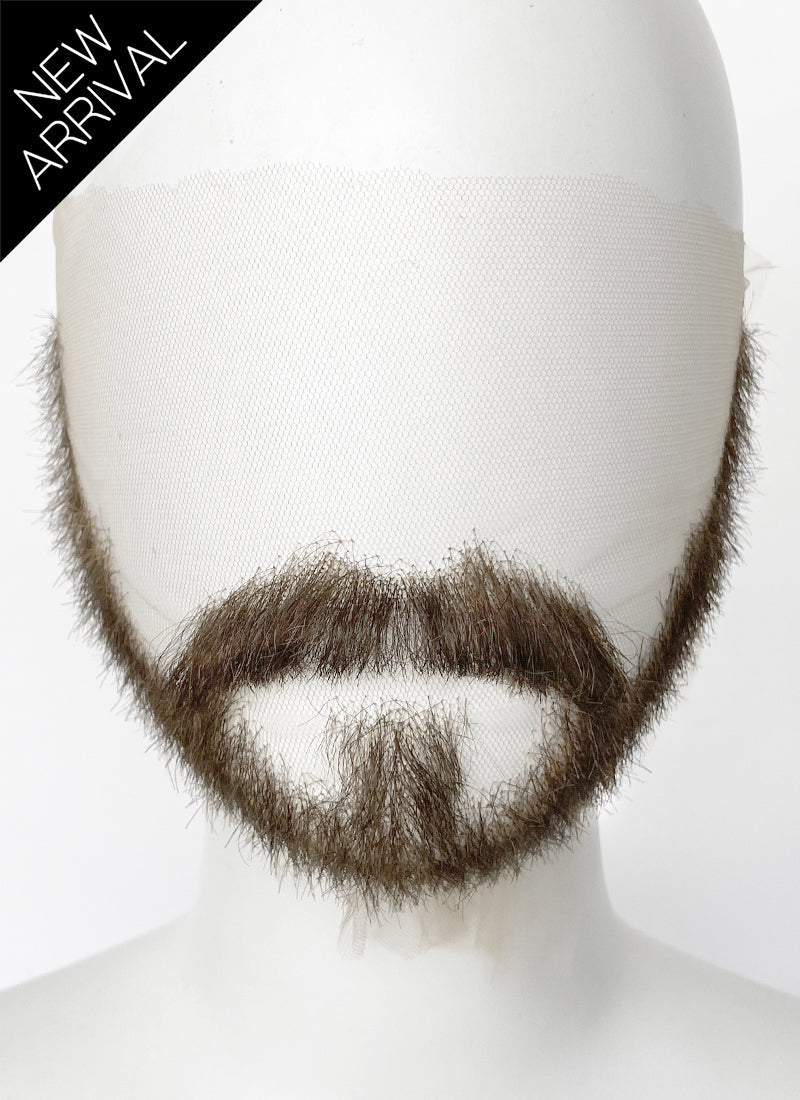Clair Obscur: Expedition 33 Gustave Handmade HD Lace Realistic Greenish Brown Long Stubble Beard and Moustache Facial Hair Set MB026