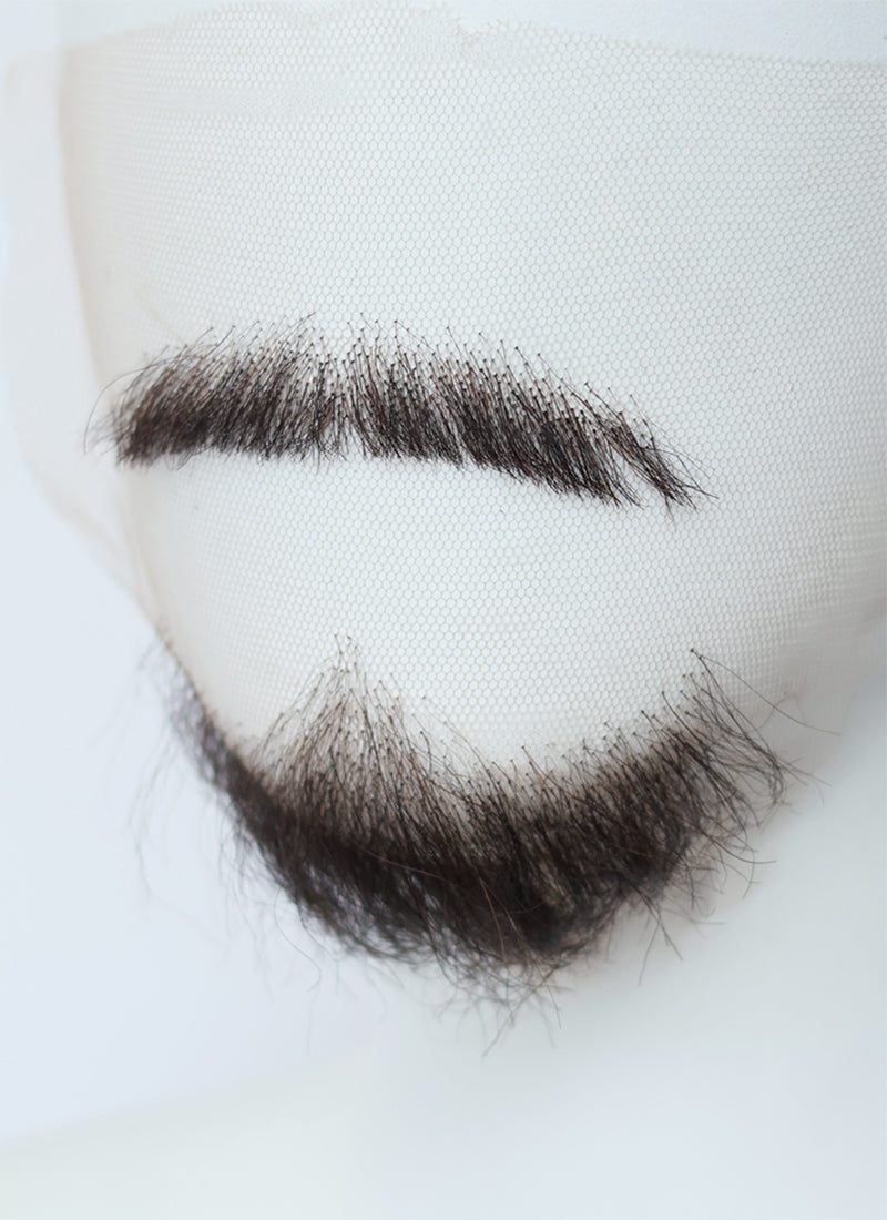 Bbno$ Alexander Leon Gumuchian Handmade HD Lace Realistic Natural Black Balbo Beard and Moustache Facial Hair Set MB028