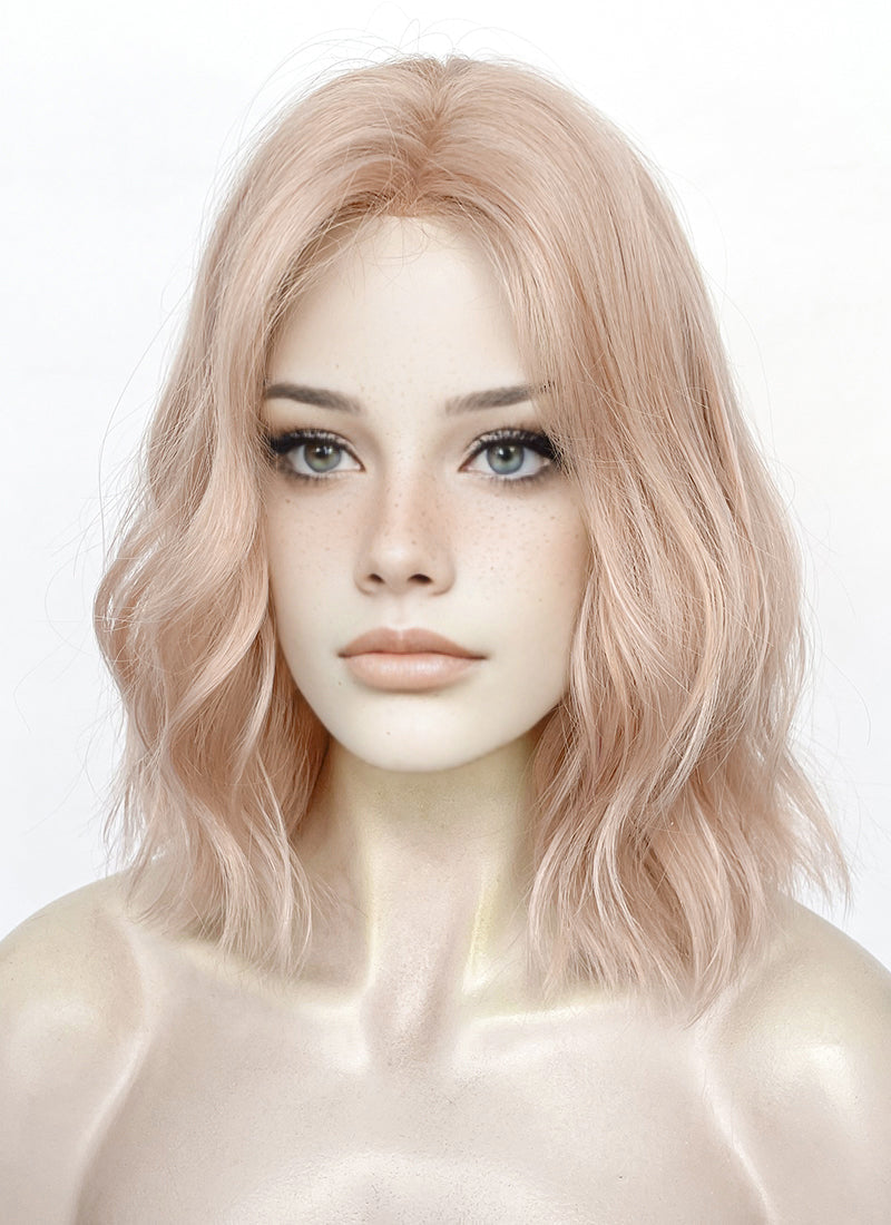 Pale Pink Wavy Synthetic Hair Wig NL1000