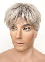 Ash Blonde With Dark Roots Straight Pixie Synthetic Men's Hair Wig NM021