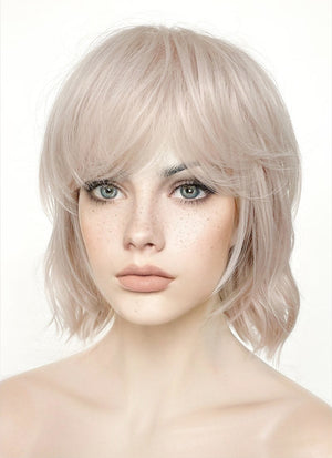 Ash Pinkish Blonde Wavy Synthetic Hair Wig NS431