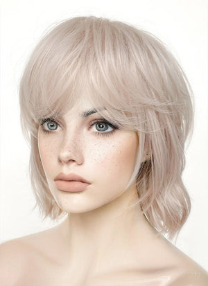 Ash Pinkish Blonde Wavy Synthetic Hair Wig NS431
