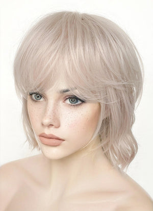 Ash Pinkish Blonde Wavy Synthetic Hair Wig NS431