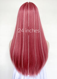 Red With Pink Highlights Straight Synthetic Hair Wig NS507