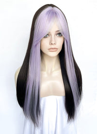 Purple Mixed Black Straight Synthetic Hair Wig NS538