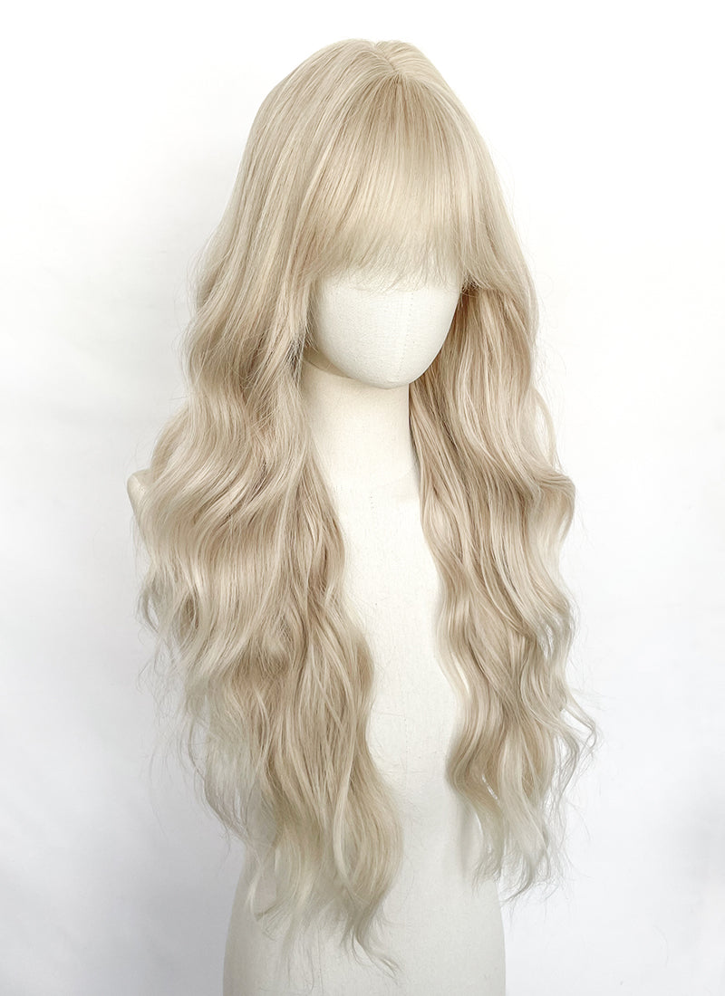 Light Ash Blonde Wavy Synthetic Hair Wig NS625