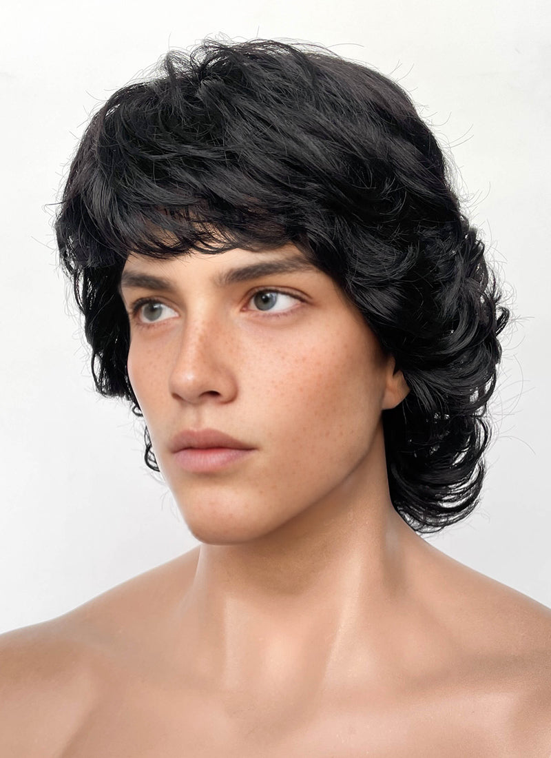 Stranger Things Mike Wheeler Black Curly Synthetic Men's Wig TB1769A
