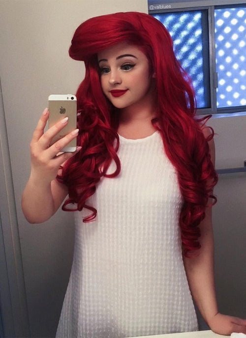 Wavy Red Lace Front Synthetic Wig LF085 - Wig Is Fashion Australia