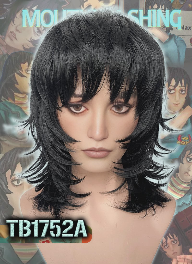 Mouthwashing Anya Black Wavy Synthetic Hair Wig TB1752A