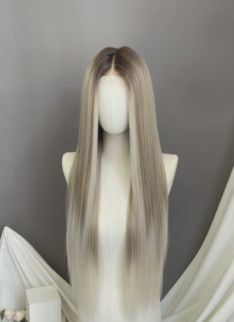 Mixed Blonde Money Piece Straight 13" x 6" Lace Top Lace Front Synthetic Wig LFS046