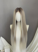 Mixed Blonde Money Piece Straight 13" x 6" Lace Top Lace Front Synthetic Wig LFS046