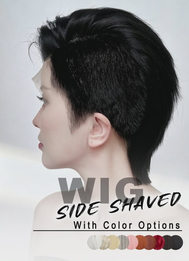 Short Lace Front Wig with Shaved Side - 2 Styles Available | Multiple Colors | Free 2 Wig Caps Included LF8127