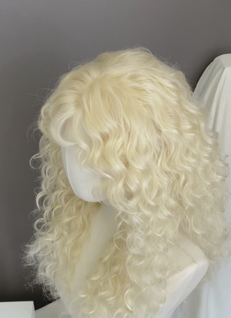 Wednesday Creepy Doll Blonde Curly Lace Front Synthetic Wig LF8073