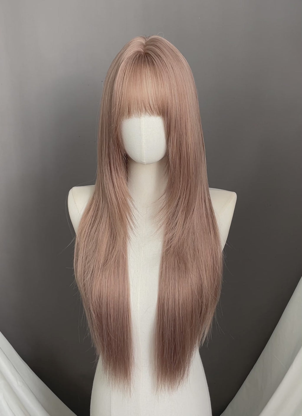 Pinkish Blonde Straight Synthetic Hair Wig NS618